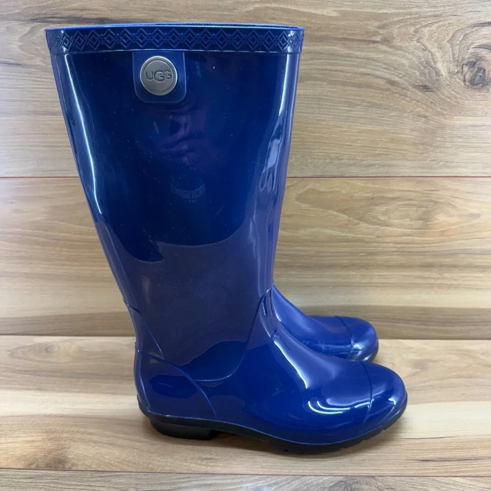 UGG Shaye Rain Boots Womens 6 Royal Blue Waterproof Rall Rubber Mid Calf